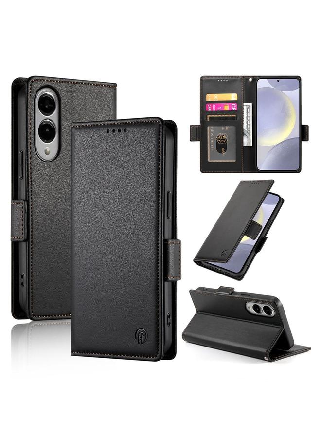 S-TOP Case For Samsung Galaxy S25 Edge 5G Side Buckle Magnetic Frosted Leather Phone Case - Image 1
