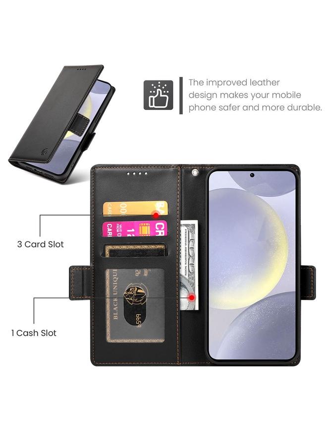 S-TOP Case For Samsung Galaxy S25 Edge 5G Side Buckle Magnetic Frosted Leather Phone Case - Image 4