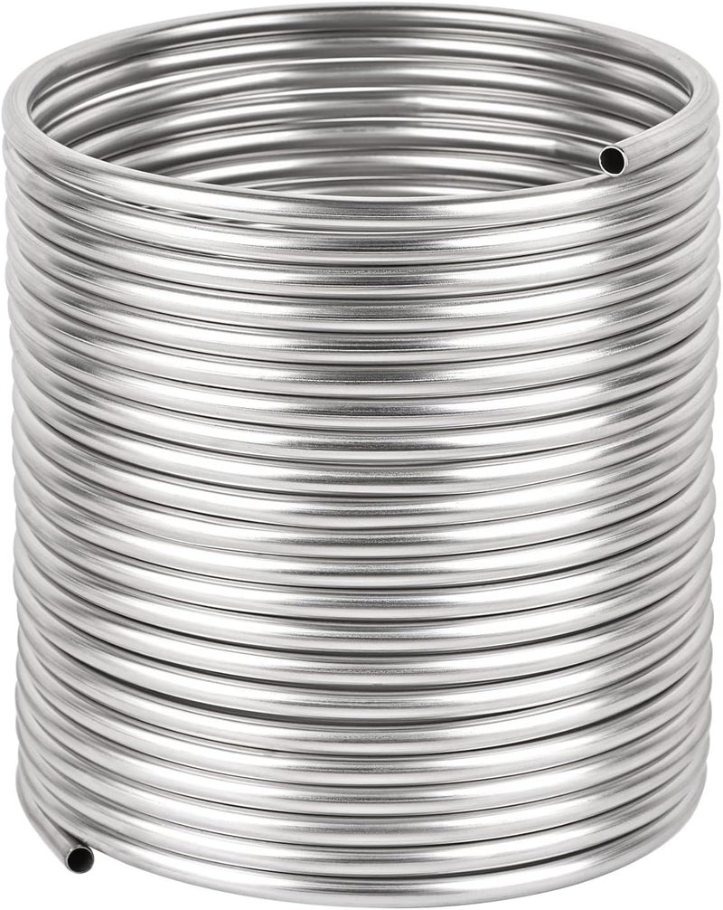 GEPPHILL 1/2" x 50Ft 304 Stainless Steel Tubing Coil, Immerson Tubing Coil, Water Chiller Tube, Ice Bath Beer Brewing Tubing Coil, Welded Stainless Steel Tubing for DIY Projects - Image 1