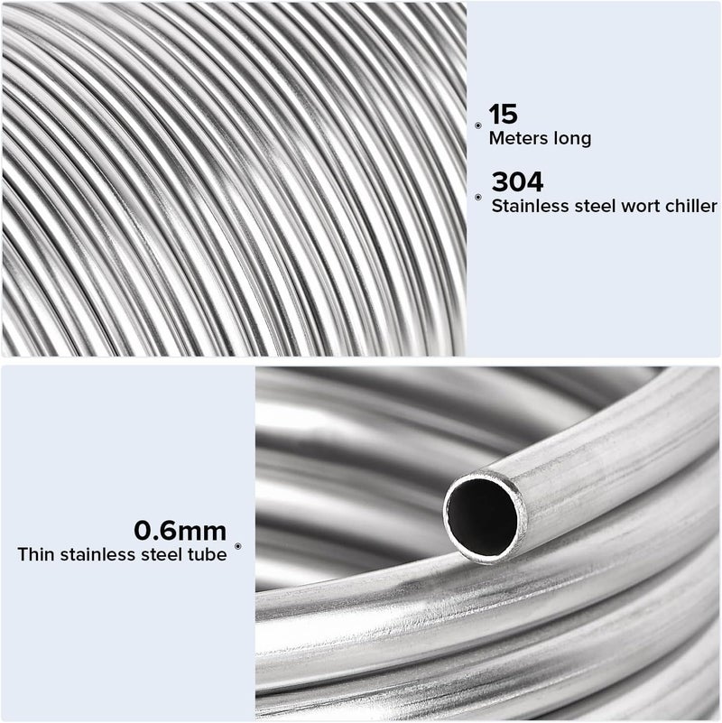 GEPPHILL 1/2" x 50Ft 304 Stainless Steel Tubing Coil, Immerson Tubing Coil, Water Chiller Tube, Ice Bath Beer Brewing Tubing Coil, Welded Stainless Steel Tubing for DIY Projects - Image 3