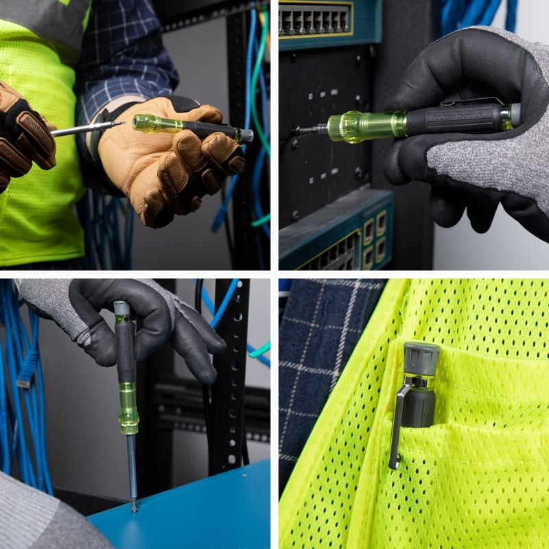 Klein Tools 32614 Multi-bit Precision Screwdriver Set, 4-in-1 Electronics Pocket Screwdriver, Professional Phillips and Slotted Bits, EDC - Image 4