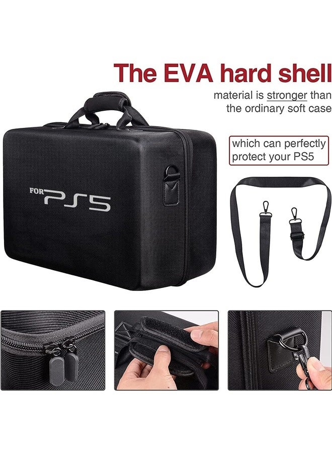 haleemy Travel Case Bag for PS5 Shockproof Hard Shell Luxury Waterproof shoulder bag for Playstation 5 Console Digital EVA Storage Organizer for Controllers Cables and Other Accessories Black - Image 2