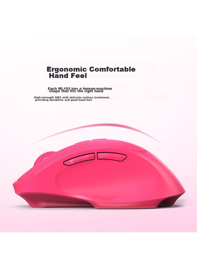 Thunderobot Ml103 Wireless Dual-mode Mouse In Rose Red, Bluetooth 2.4g Mouse, Office Lightweight Silent Mouse For Laptop, Long Battery Life, Rechargeable - Image 2
