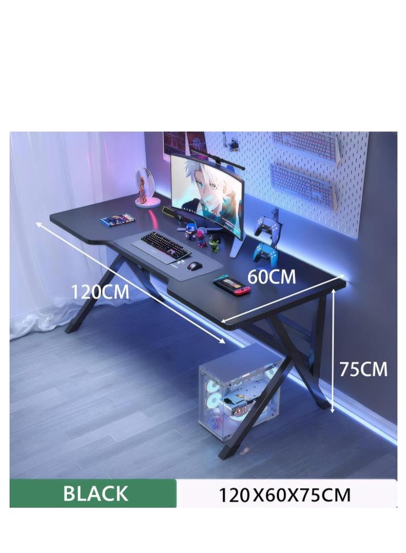 Golden Desktop Computer Desk, Ergonomic Lage Gaming Table, K-Shaped Computer Desk, Home Office Workstation, Space-saving, Easy to Assemble,Chairs Not Included (Black, 120 * 60CM) - Image 2