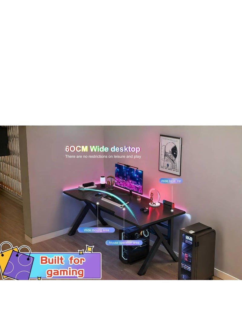 Golden Desktop Computer Desk, Ergonomic Lage Gaming Table, K-Shaped Computer Desk, Home Office Workstation, Space-saving, Easy to Assemble,Chairs Not Included (Black, 120 * 60CM) - Image 4