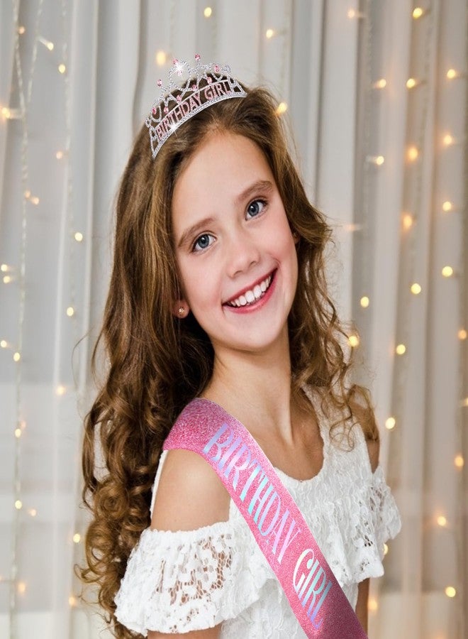CIEHER Birthday Girl Crown and Sash Set for Birthday Decorations Gifts for Women Girls - Pink 1 - Image 3