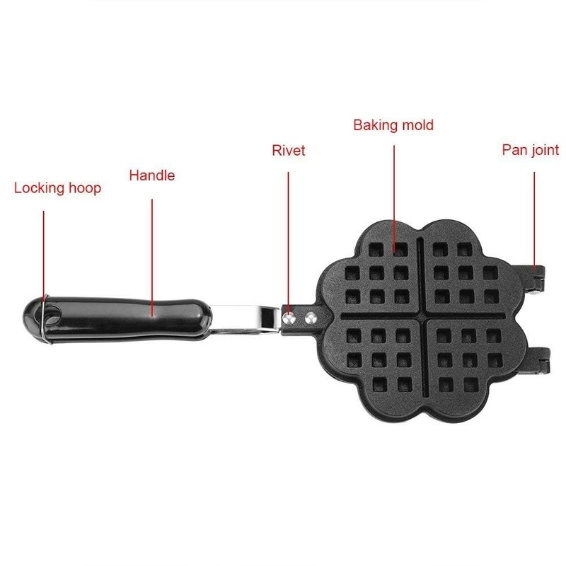 AEKDO Heart Shaped Waffle Maker Non Stick NonStick Doubleside Waffle Baking Pan Aluminum Alloy Waffle Mould Sandwich Maker Waffle Press Plate Cooking Baking Tool Heart Shaped Waffle Maker - Image 2