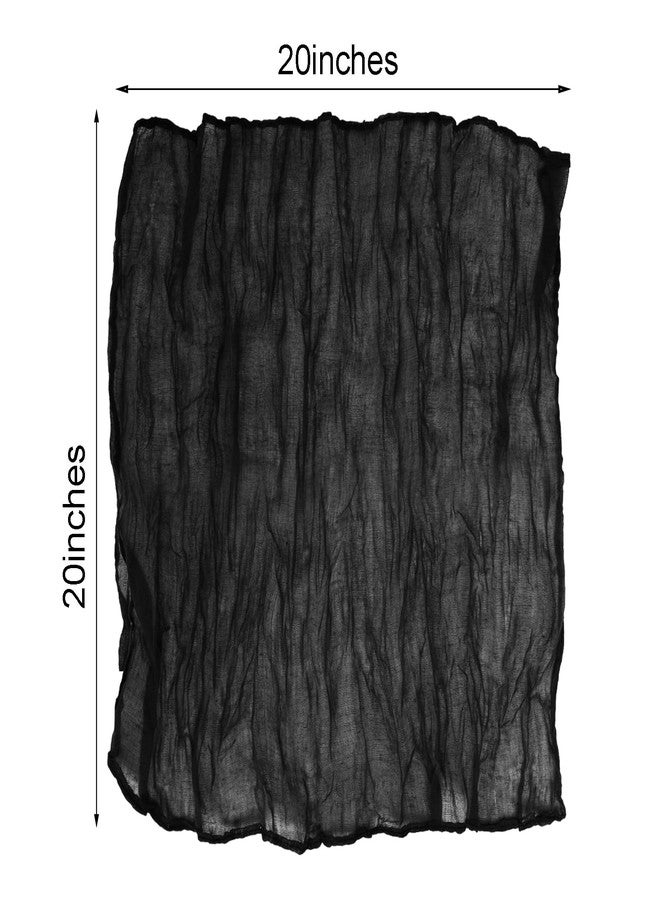 Nydotd 12pcs Cheesecloth Napkins 20 x 20 Inch Boho Dinner Wrinkled Rustic Linen Table Decorative Cloth Napkins for Halloween Wedding Party Baby Shower Home (Black) - Image 2