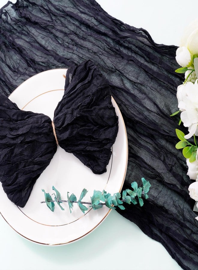 Nydotd 12pcs Cheesecloth Napkins 20 x 20 Inch Boho Dinner Wrinkled Rustic Linen Table Decorative Cloth Napkins for Halloween Wedding Party Baby Shower Home (Black) - Image 5