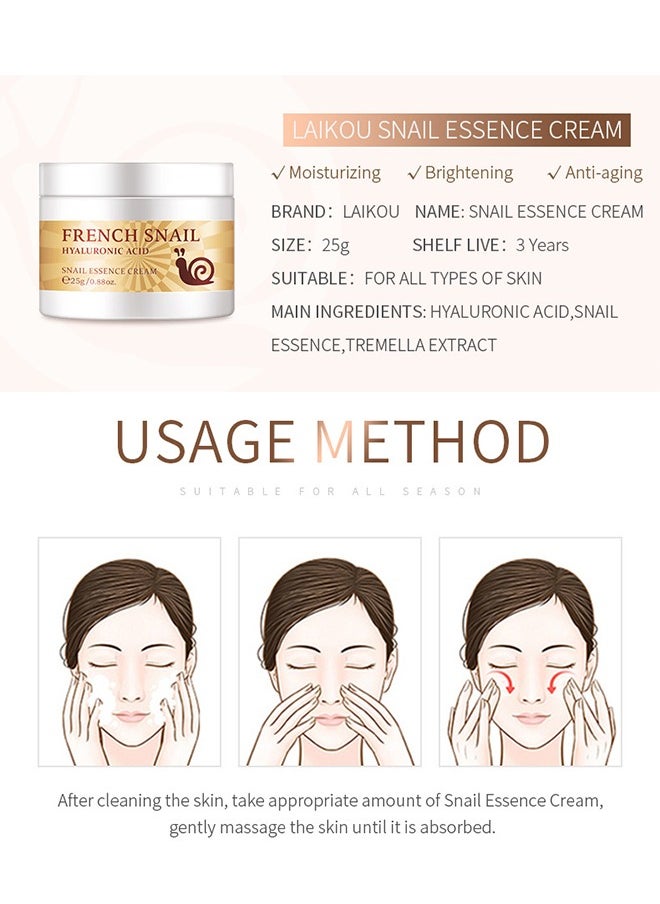 Snail Essence Cream - With Snail Secretion Filtrate, Moisturizing Acne Scar Removal Cream Improve Skin Nourishing Collagen Essence Cream For Improve Damaged Skin