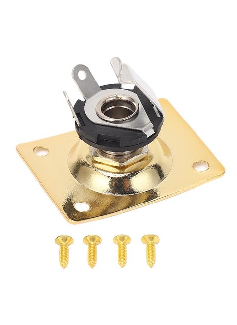 Guitar Output Jack Plate Square Shape Metal Compact Guitar Jack Socket Plate for Telecaster Gold