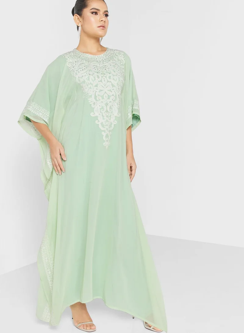 hayas closet Batwing Sleeve Embroidered Abaya