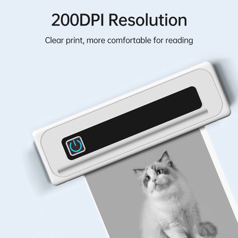 Portable Thermal Printer: White 200dpi Ink-Free Printer - All-In-One Multi-Paper Size Support Wireless BT USB Mini Printer for Travel, Office, Business Trips & Students - Image 2