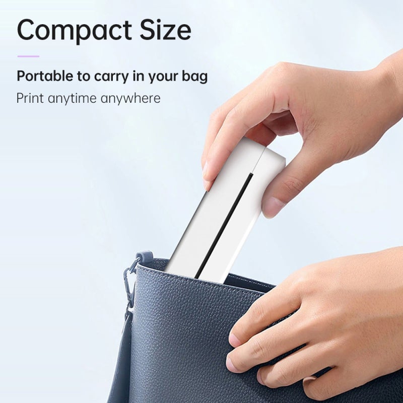 Portable Thermal Printer: White 200dpi Ink-Free Printer - All-In-One Multi-Paper Size Support Wireless BT USB Mini Printer for Travel, Office, Business Trips & Students - Image 3