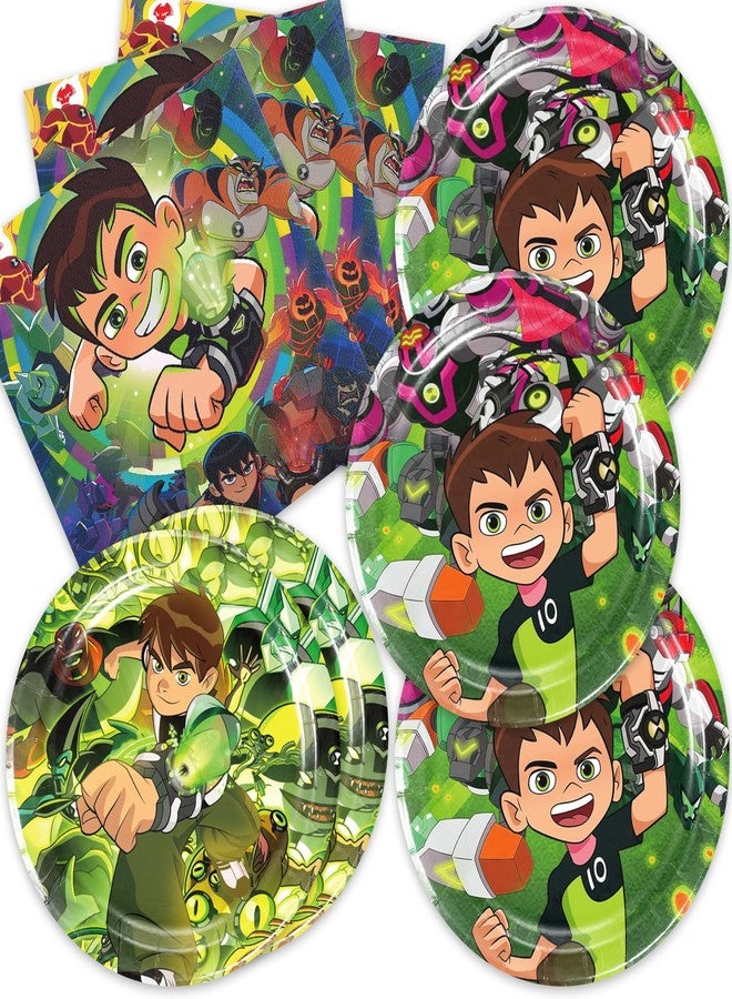 Bahteliv 40Pack Ben-10 Party Supplies include 20 plates, 20 napkins for The Ben birthday party decoration - Image 1