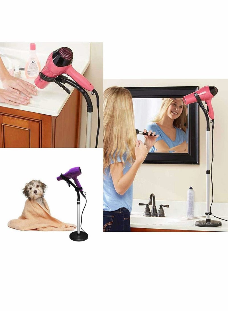 Excefore Hair Dryer Stand, 360 Degree Rotating Lazy Hair Dryer Stand Hand Free With Heavy Base, Hands-Free Blow Dryer Holder Countertop, Adjustable Height Hair Dryer Holder - Image 4