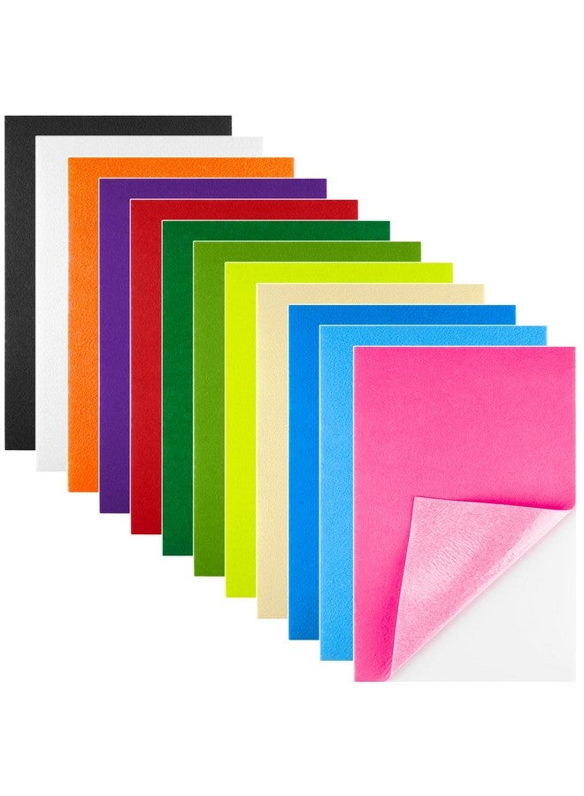 Morcheiong 12 Pcs Self Adhesive Felt Sheet Soft Felt Sheets With Adhesive Backing For Art Project And Sewing Diy Craft(11.8"X7.9"/30X20Cm)- 12 Colors - Image 1