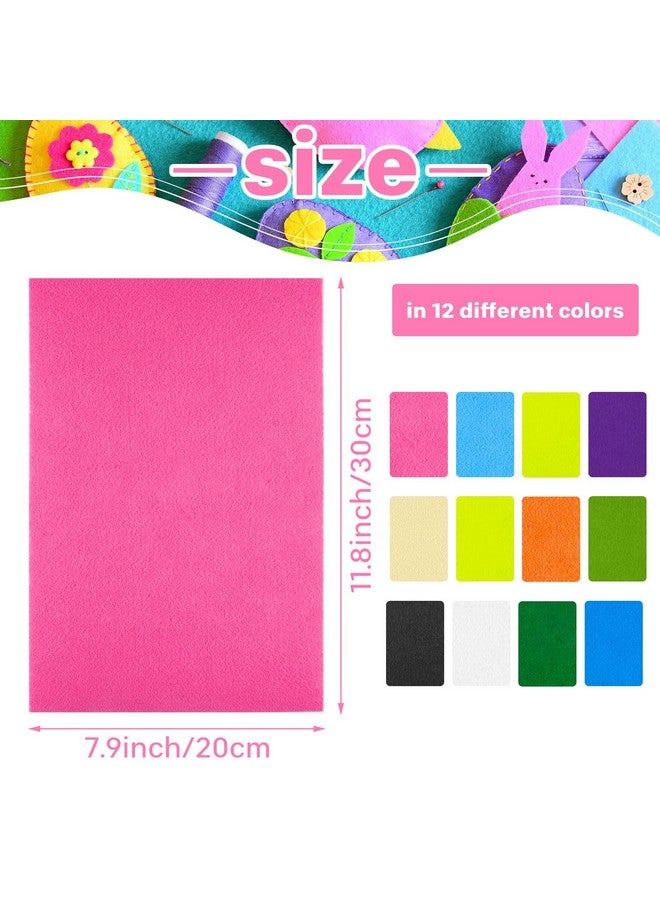 Morcheiong 12 Pcs Self Adhesive Felt Sheet Soft Felt Sheets With Adhesive Backing For Art Project And Sewing Diy Craft(11.8"X7.9"/30X20Cm)- 12 Colors - Image 2