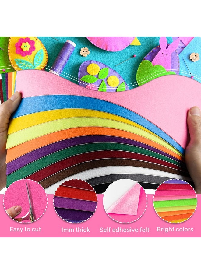Morcheiong 12 Pcs Self Adhesive Felt Sheet Soft Felt Sheets With Adhesive Backing For Art Project And Sewing Diy Craft(11.8"X7.9"/30X20Cm)- 12 Colors - Image 3