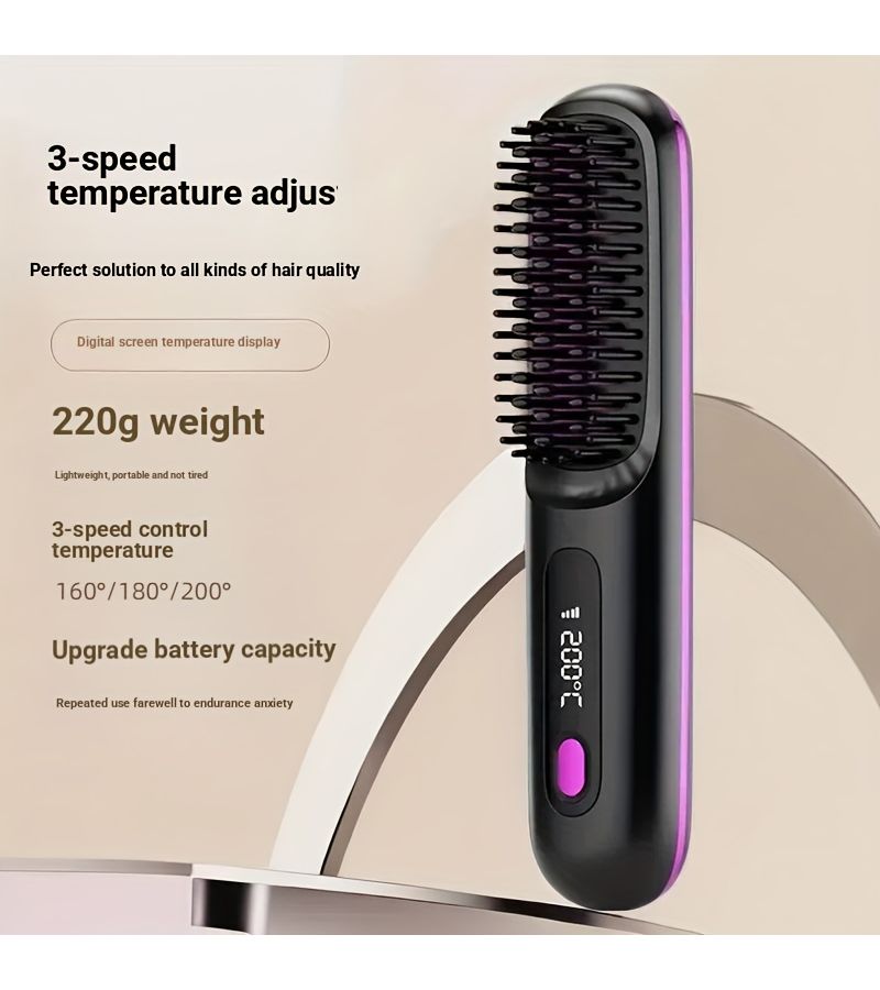 Blue Cordless Rechargeable Straightening Brush For Home Use Portable Styling Comb Straightens And Volumizes Hair Without Damage - Image 1