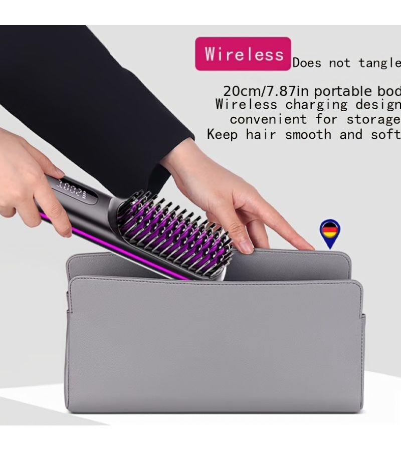 Blue Cordless Rechargeable Straightening Brush For Home Use Portable Styling Comb Straightens And Volumizes Hair Without Damage - Image 2