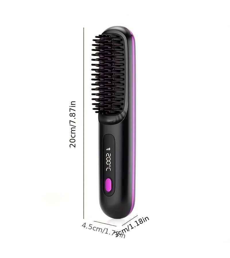 Blue Cordless Rechargeable Straightening Brush For Home Use Portable Styling Comb Straightens And Volumizes Hair Without Damage - Image 3