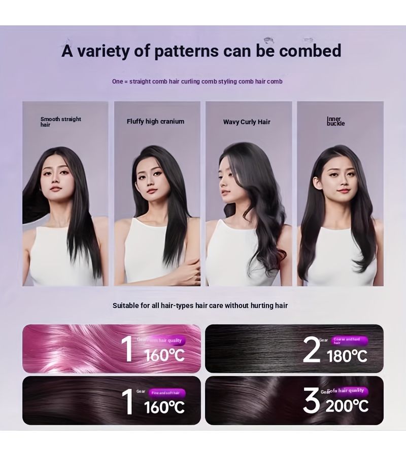 Blue Cordless Rechargeable Straightening Brush For Home Use Portable Styling Comb Straightens And Volumizes Hair Without Damage - Image 5