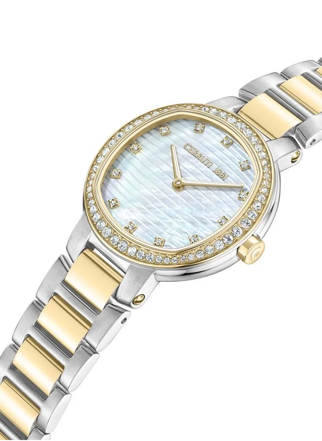 شيروتي 1881 Bellegra Analog White Mop Watch For Women Sapphire Coated Curve Glass And Stainless Steel Bracelet 32mm Water Resistant 5 ATM - CIWLG0043701