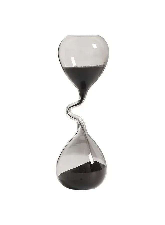 Modern Black Hourglass Sand Timer 1pc Curved Design Table Decor For Home Office - Image 1