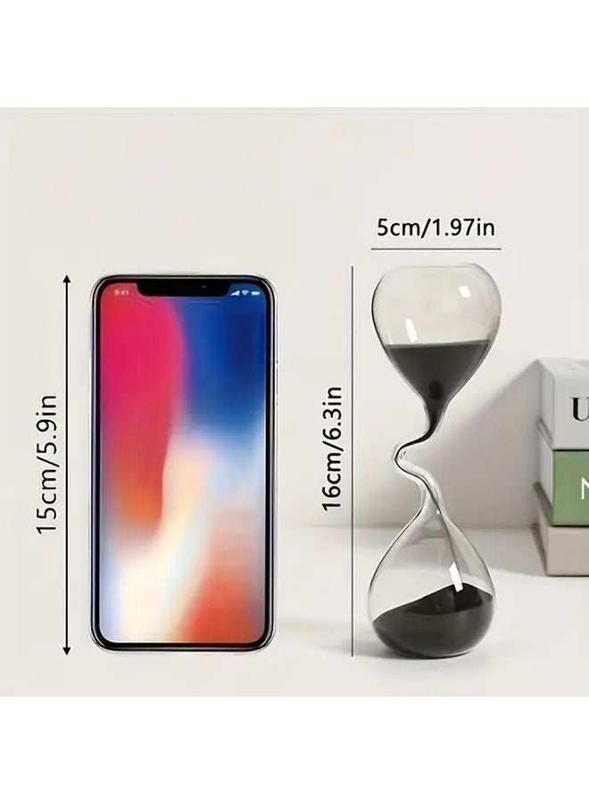 Modern Black Hourglass Sand Timer 1pc Curved Design Table Decor For Home Office - Image 4