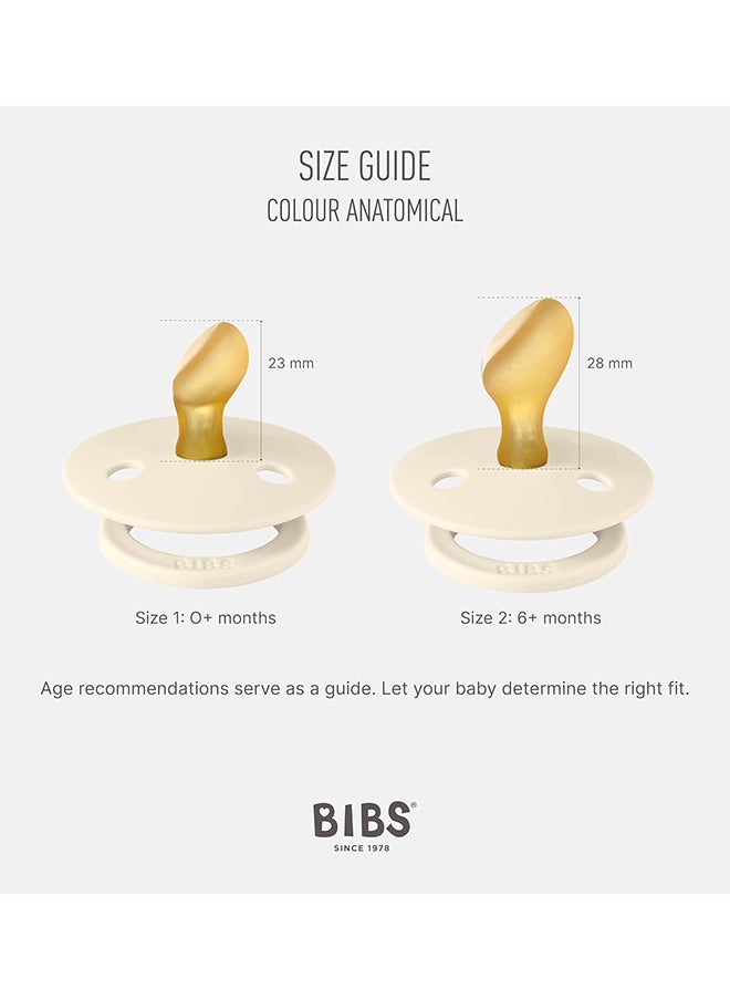 BIBS Colour Anatomical Pacifier 2-Pack Size 2 Latex – Blush GLOW / Vanilla GLOW (6-18 Months)  - Image 2