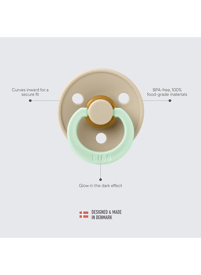 BIBS Colour Anatomical Pacifier 2-Pack Size 2 Latex – Blush GLOW / Vanilla GLOW (6-18 Months)  - Image 3