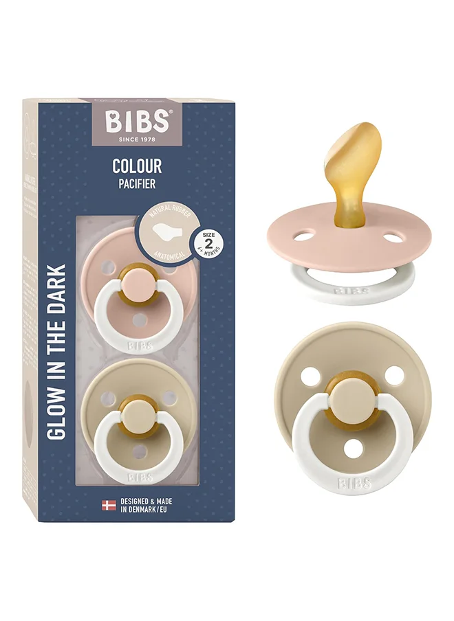 بيبس Colour Anatomical Pacifier 2-Pack Size 2 Latex – Blush GLOW / Vanilla GLOW (6-18 Months)
