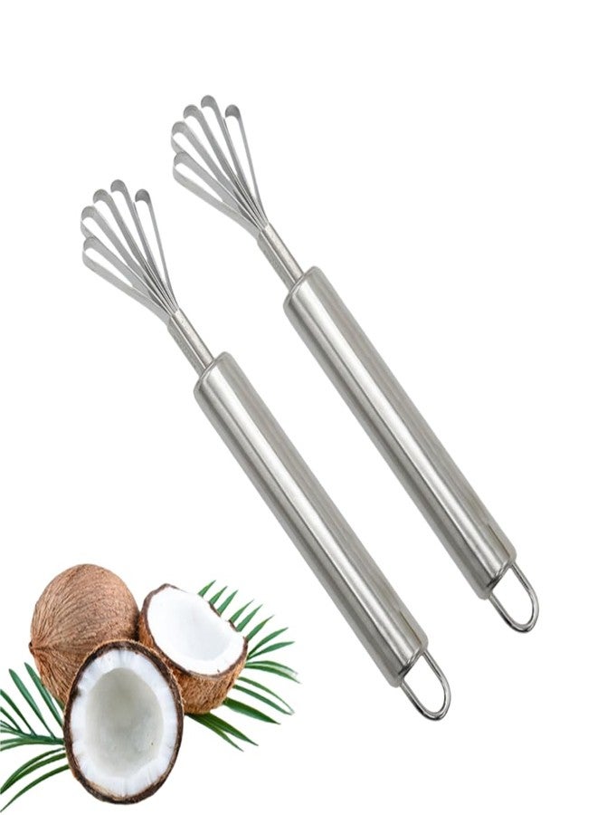 HPMAISON 2 Pieces Stainless Steel Coconut Scraper Durable Coconut Meat Removal Multi-Purpose coconut shell Opener Melon Scraper Meat Removal for Safe Fruit Seed peel tool Meat Graters Peelers And Slicers - Image 1
