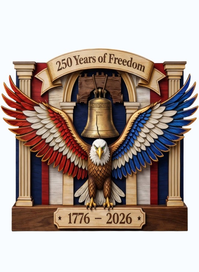 KATINAT 250 Year American Anniversary Decor Wooden Plaque – 1776–2026, 250 Years of Freedom, Patriotic 4th of July Decorations, American Flag Desk Decor, USA Birthday Gift - Image 2