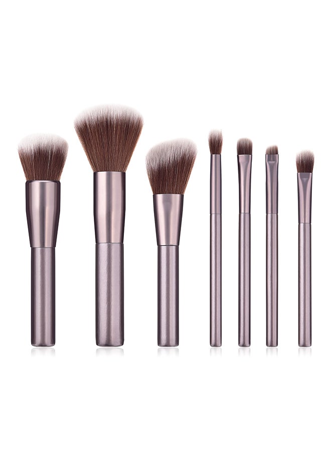 طقم فرش مكياج ناعمة مكون من 7 قطع فضي/بني - Image 1