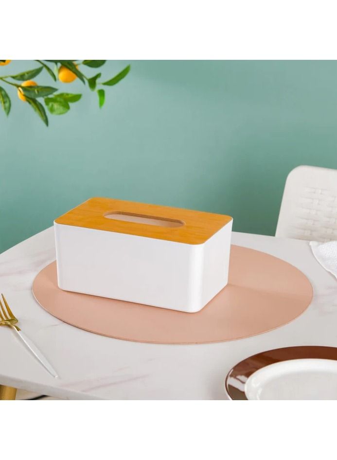 Roman Gifts Bamboo Tissue Box Cover for Disposable Paper Facial Tissues Bamboo Rectangular Tissue Box Holder for Storage on Bathroom Vanity Countertop Bedroom Dresser Night Stand Desk  - Image 2