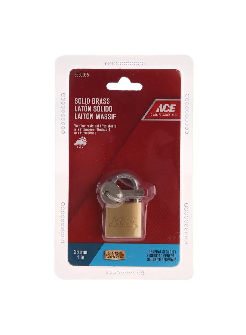ACE Solid Brass Padlock 25mm