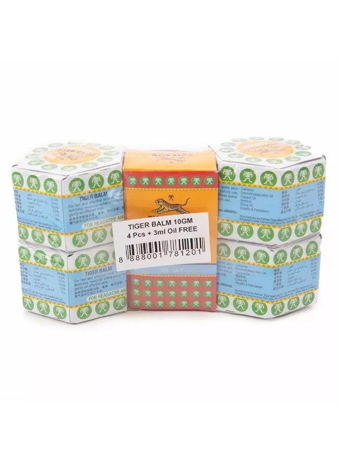 Tiger Blam Red Ointment Oil and White Ointment Balm Offer Pack (4 Balm + 1 Oil) 4x10gm+3ml - Image 3