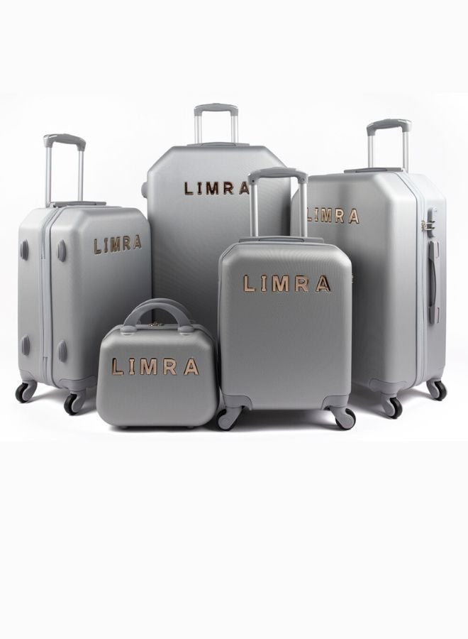 ليمرا طقم شنط سفر مكون من 5 حقائب أمتعة بـ 4 عجلات بتصميم صلب و حديث رصاصي - Image 1