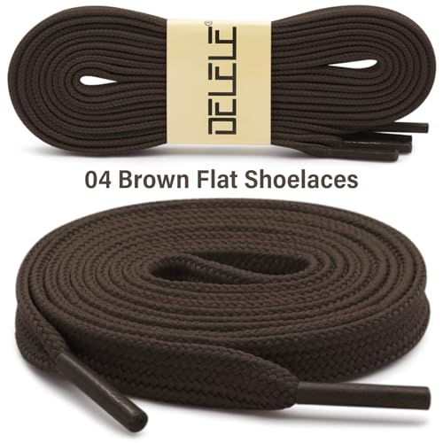DELELE Solid Flat Shoe Laces: Hollow Thick Brown Shoelaces for Sneakers 2 Pair 31 inch - Image 2