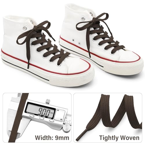 DELELE Solid Flat Shoe Laces: Hollow Thick Brown Shoelaces for Sneakers 2 Pair 31 inch - Image 3