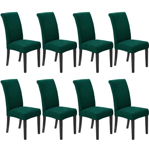 Howhic Stretch Chair Covers for Dining Room Set of 8, Removable Washable Dining Room Chair Covers, Dining Chair Slipcovers Seat Protector, Great Decor for Home and Banquet (Hunter, 8 Pack) - Image 1
