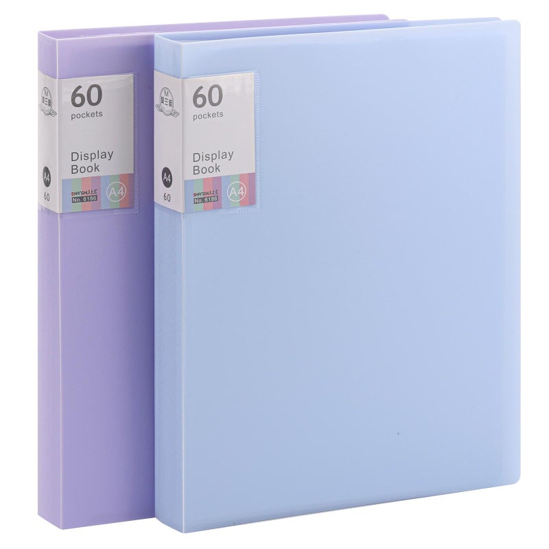 acDesign 2Pcs Binder with Plastic Sleevesï¼ŒA4 Art Portfolio Display 120 Pages, Portfolio Folder for Certificate Binder Organizer - Image 1