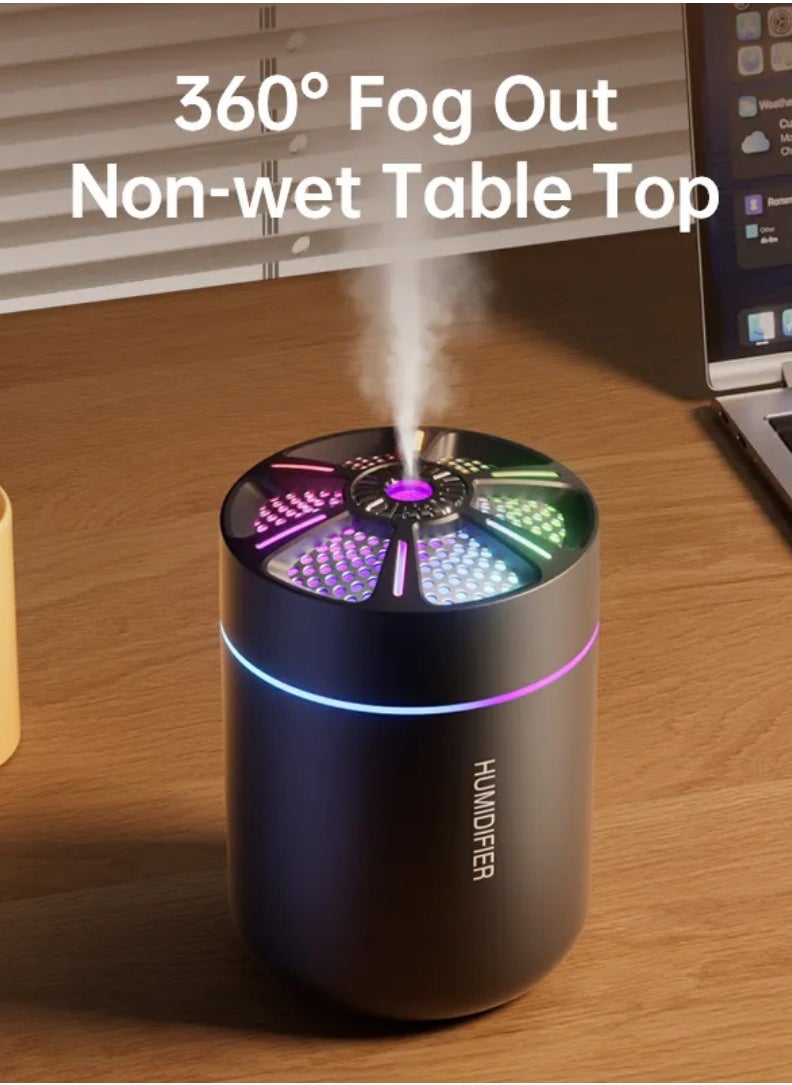 Generic - Mini Air Humidifier and Diffuser with 6 Different Lights and 2 Mist Modes for Car and Living Room, 180ml Capacity, black - Image 1