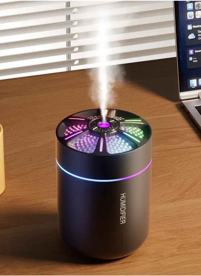Generic - Mini Air Humidifier and Diffuser with 6 Different Lights and 2 Mist Modes for Car and Living Room, 180ml Capacity, black - Image 1