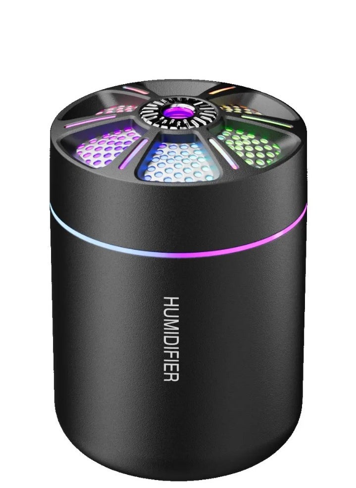 Generic - Mini Air Humidifier and Diffuser with 6 Different Lights and 2 Mist Modes for Car and Living Room, 180ml Capacity, black - Image 1