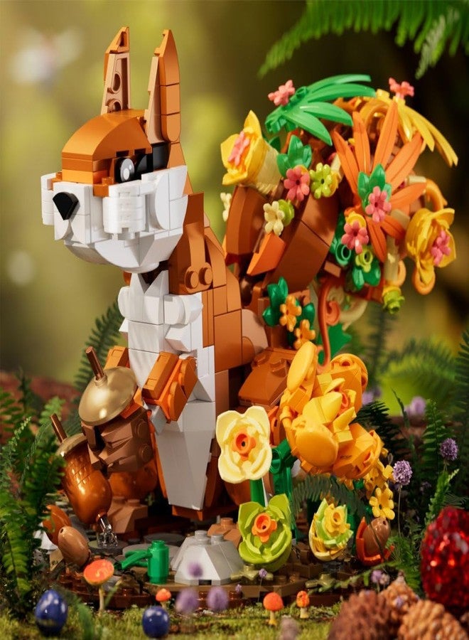 Mov stone Squirrel and Flower Building Set, Cute Animals Plant Model Ideas Birthday Gift - Compatible with Lego Flower (737pcs) - Image 3