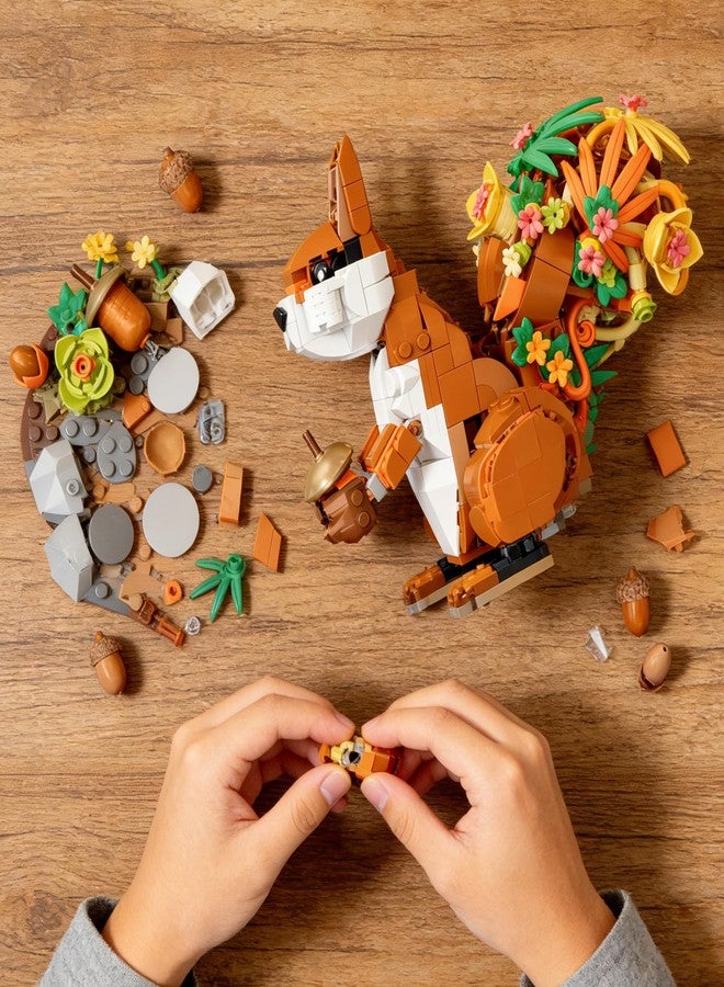 Mov stone Squirrel and Flower Building Set, Cute Animals Plant Model Ideas Birthday Gift - Compatible with Lego Flower (737pcs) - Image 4
