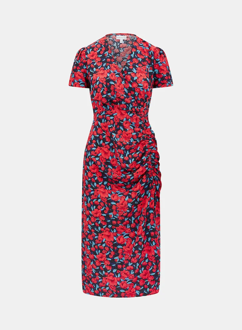 Needs No Label  Red Floral Wrap Midi Dress for Women | Best Price UAE